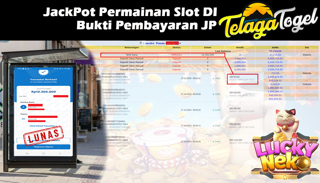 TELAGATOGEL JACKPOT SLOT GAME Lucky Neko Rp.12,300,000 ,- LUNAS
