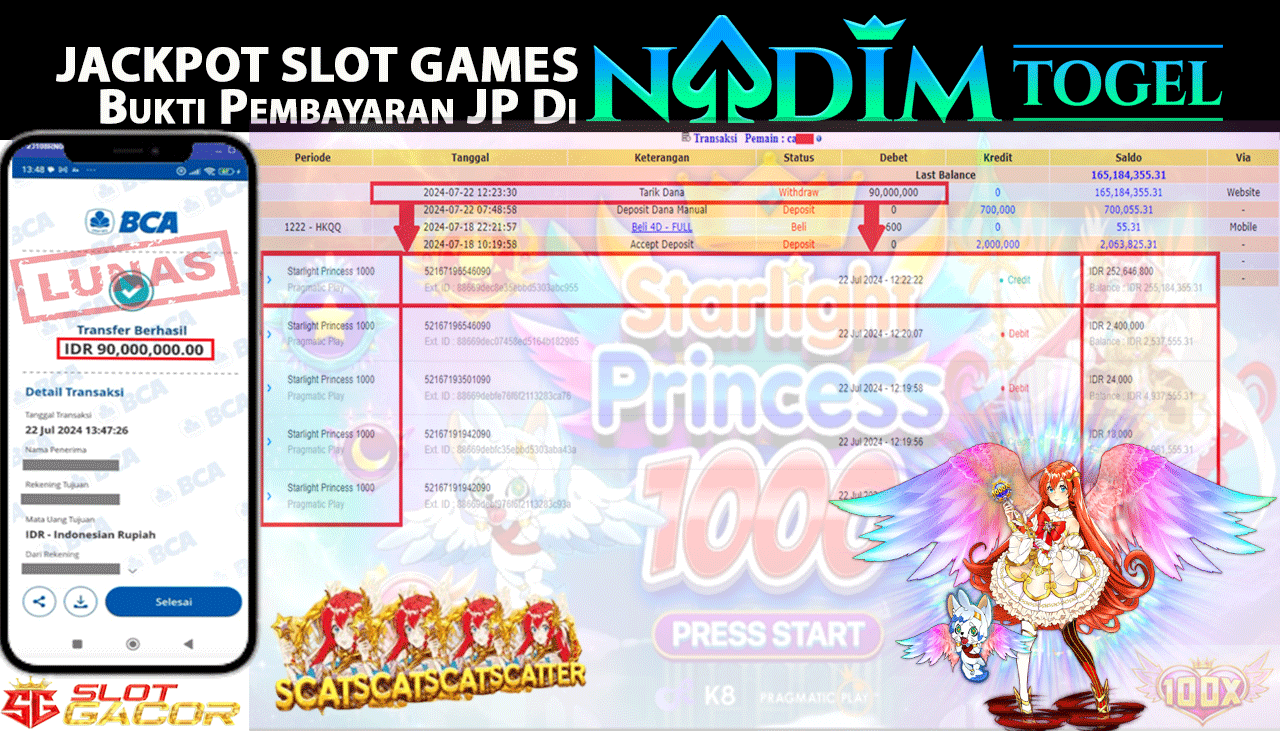 NADIMTOGEL JACKPOT SLOT Starlight Princess 1000 Rp 90,000,000,- LUNAS