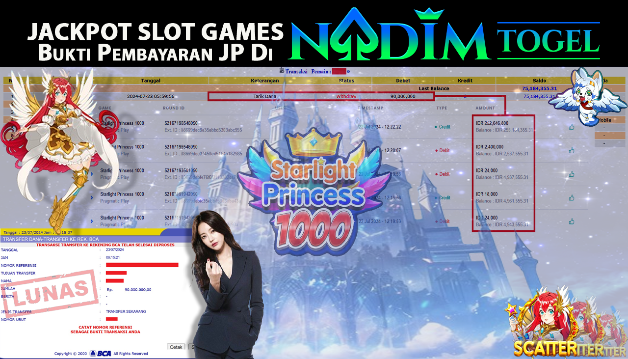 NADIMTOGEL JACKPOT SLOT STARLIGHT PRINCESS 1000 Rp 90,000,000,- LUNAS