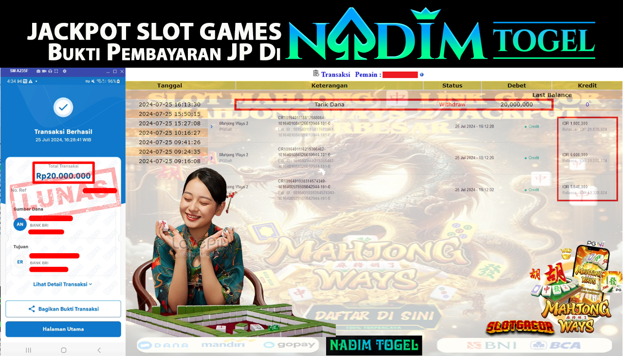 NADIMTOGEL JACKPOT SLOT Mahjong Ways 2 Rp. 20,000,000,- LUNAS