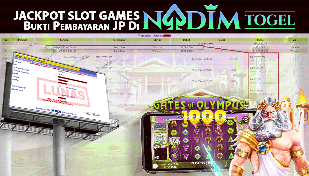 NADIMTOGEL JACKPOT SLOT Gates Of Olympus 1000  Rp 58,000,000,- LUNAS