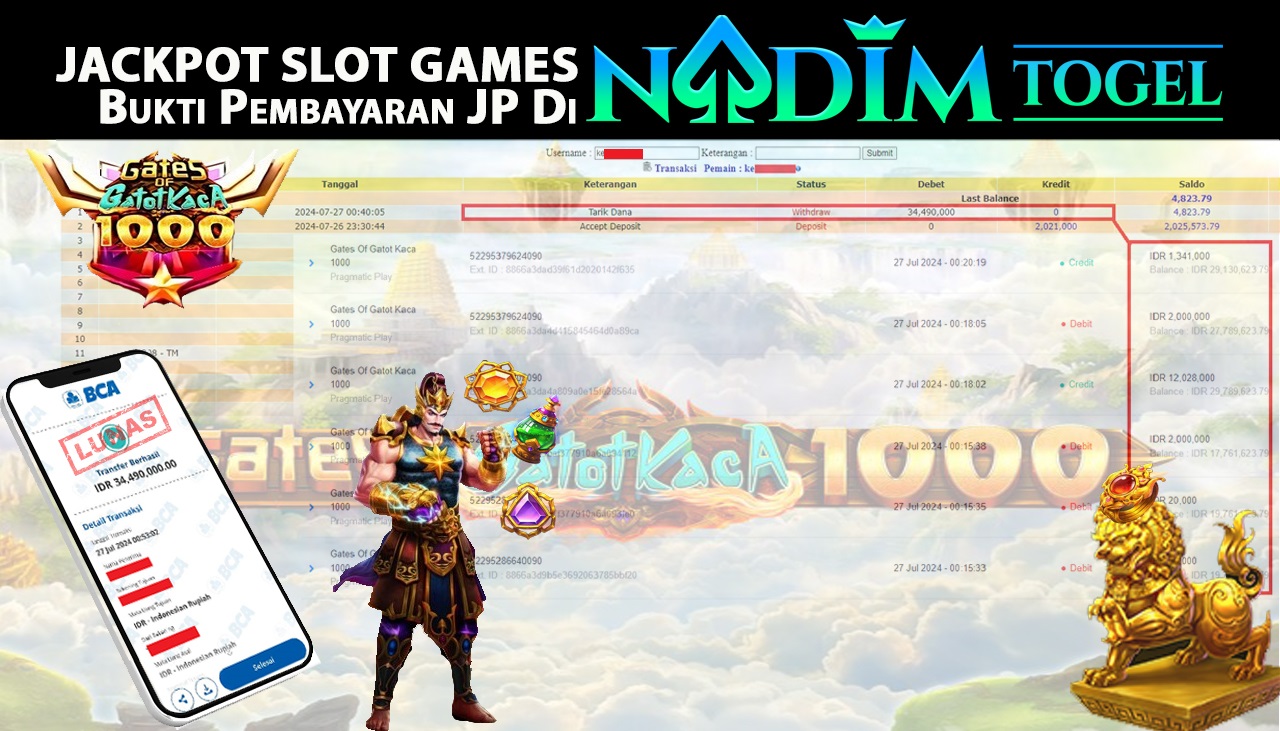 NADIMTOGEL JACKPOT SLOT Gates Of Gatot Kaca 1000  Rp 34,490,000,- LUNAS