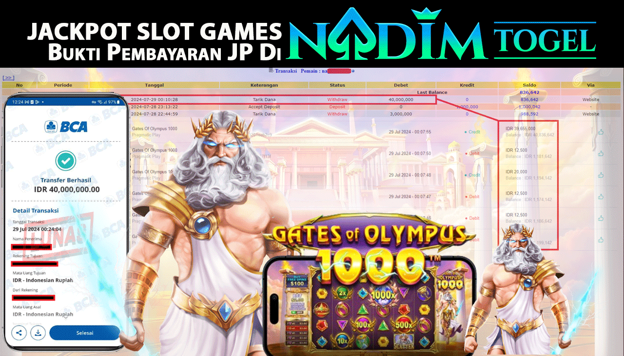 NADIMTOGEL JACKPOT JACKPOT SLOT GATES OF OLYMPUS 1000  Rp  40,000,000,- LUNAS