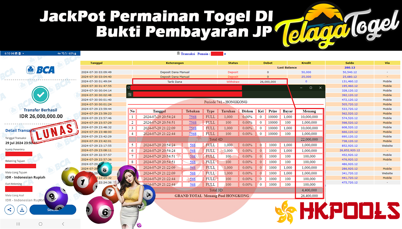 TELAGATOGEL JACKPOT TOGEL HONGKONG  Rp.26,000,000,- LUNAS