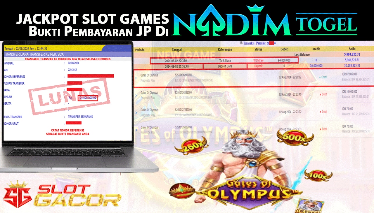 NADIMTOGEL JACKPOT SLOT Gates Of Olympus Rp 94,000,000,- LUNAS