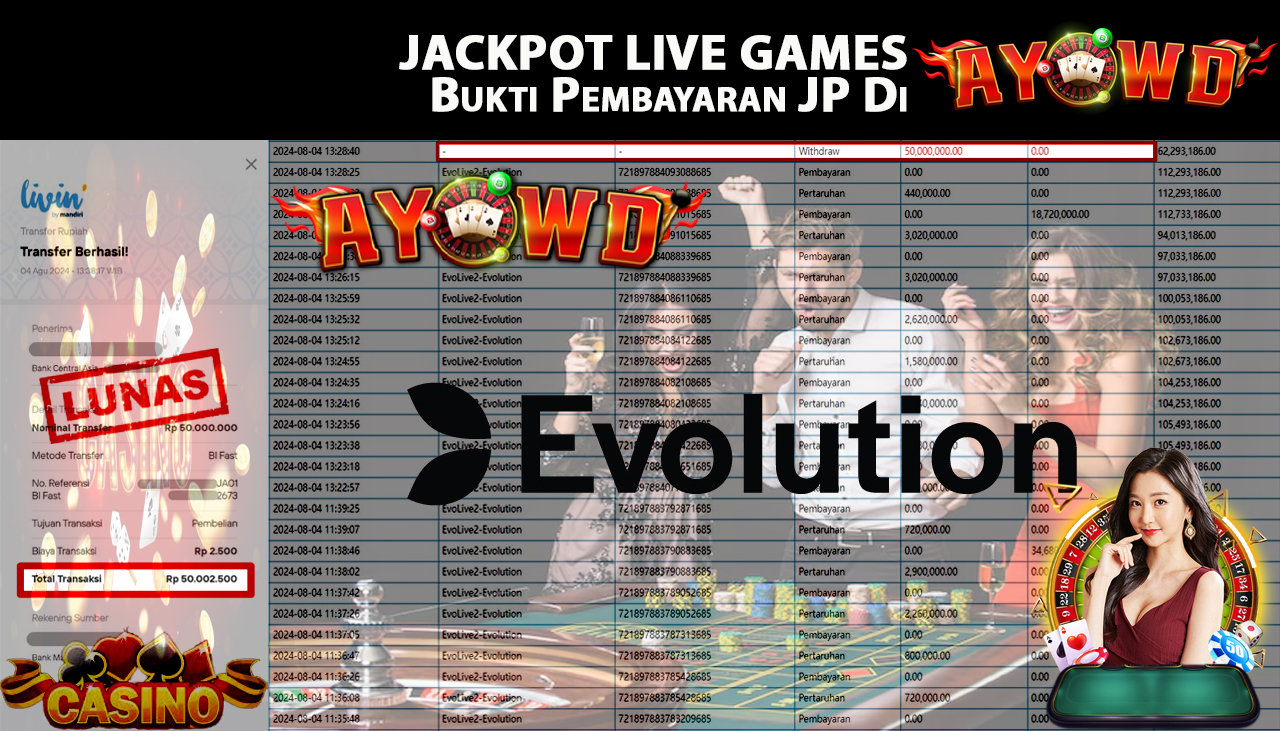 AYOWD JACKPOT LIVE GAME EvoLive2-Evolution Rp 50,000,000 LUNAS