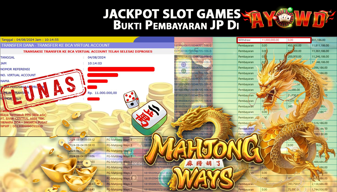AYOWD JACKPOT SLOT GAME PG-Mahjong Ways 2 Rp 11,000,000 LUNAS