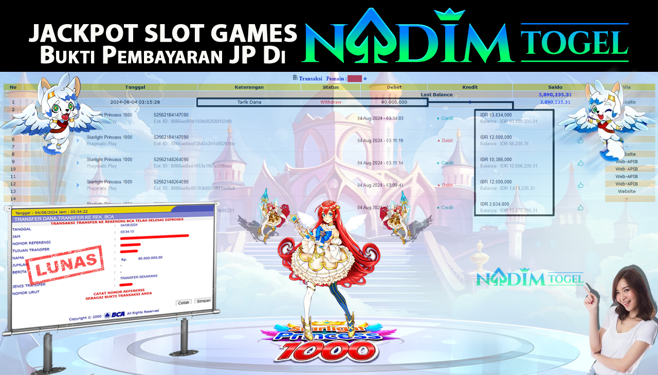 NADIMTOGEL JACKPOT SLOT STARLIGHT PRINCESS 1000 Rp 90,000,000,- LUNAS