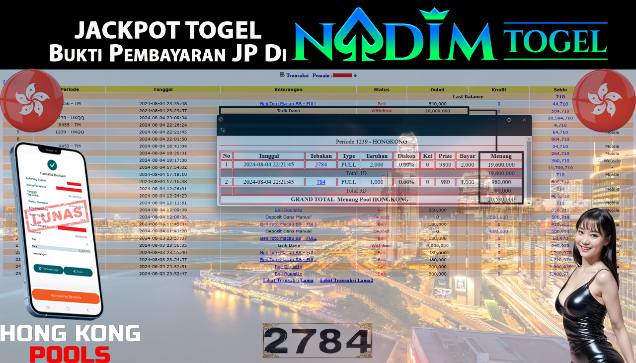 NADIMTOGEL JACKPOT TOGEL HONGKONG Rp 20,000,000,- LUNAS