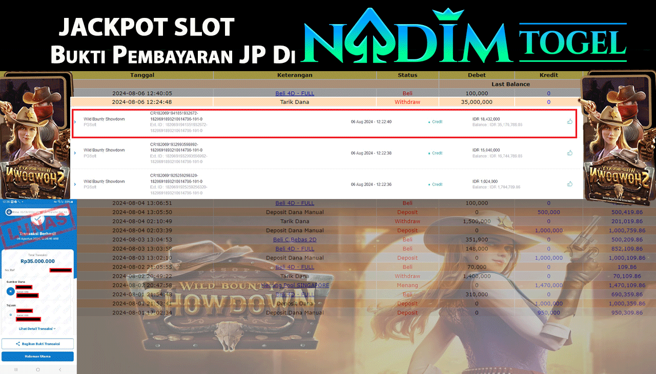 NADIMTOGEL JACKPOT SLOT WILD BOUNTY SHOWDOWN Rp.35.000.000,- LUNAS