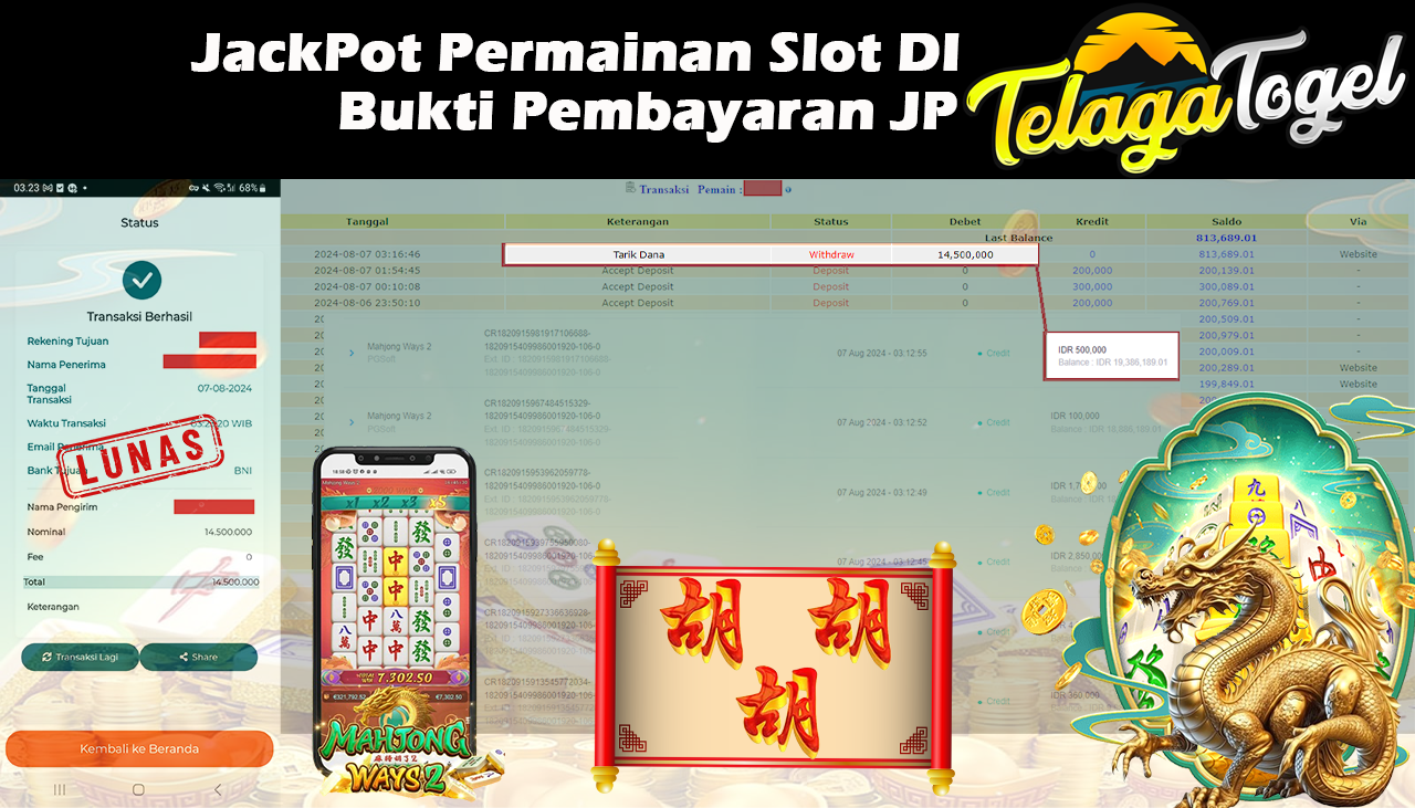TELAGATOGEL JACKPOT SLOT Mahjong Ways 2  Rp,14,500,000,-  LUNAS