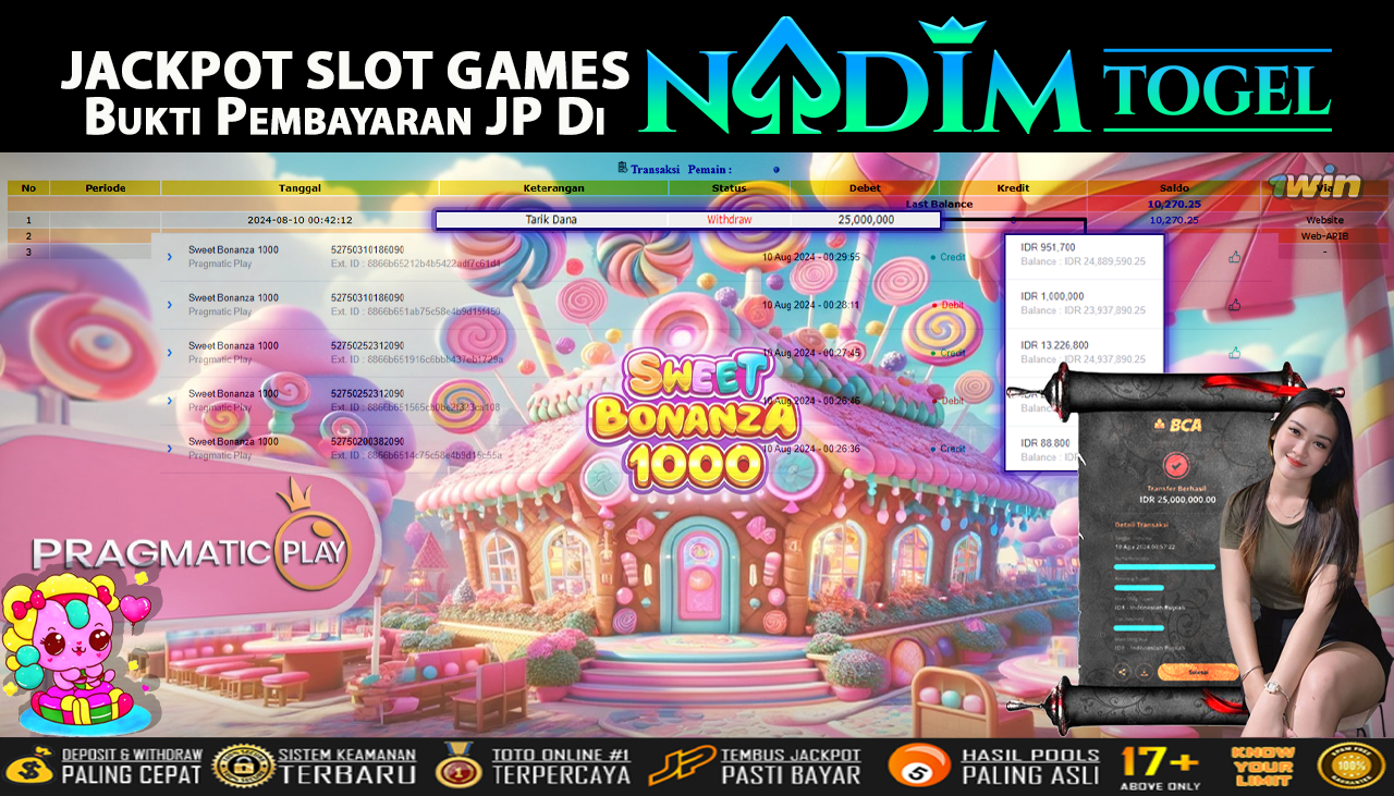 NADIMTOGEL JACKPOT SLOT SWEET BONANZA 1000 Rp 25,000,000,- LUNAS