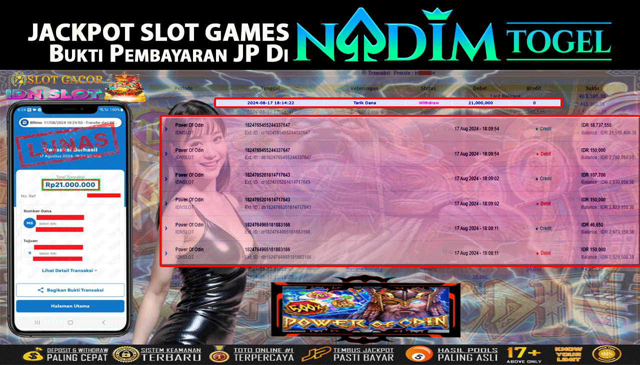NADIMTOGEL JACKPOT SLOT Power Of Odin  Rp 21,000,000,- LUNAS