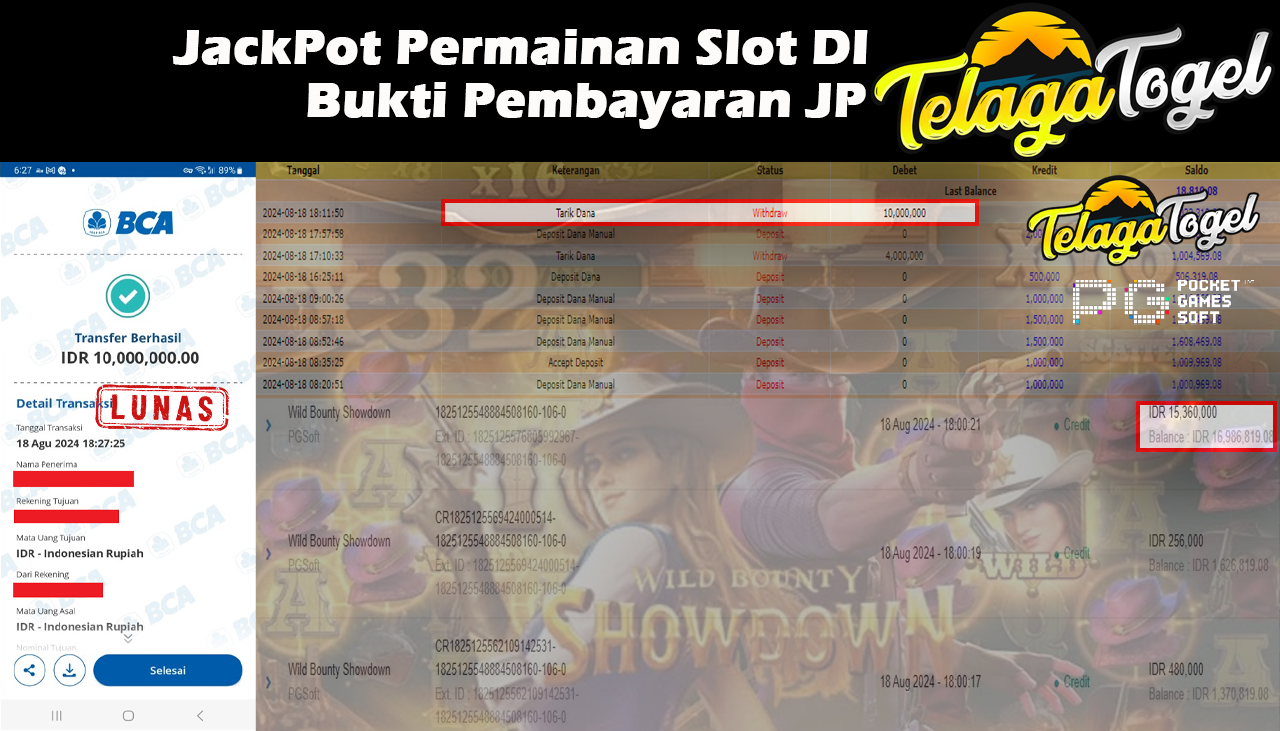 TELAGATOGEL JACKPOT SLOT Wild Bounty Showdown Rp,10,000,000,- LUNAS