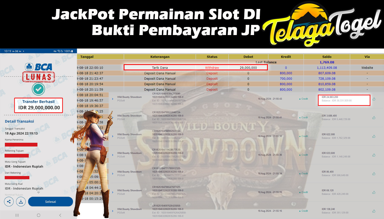 TELAGATOGEL JACKPOT SLOT Wild Bounty Showdown Rp,29,000,000,- LUNAS