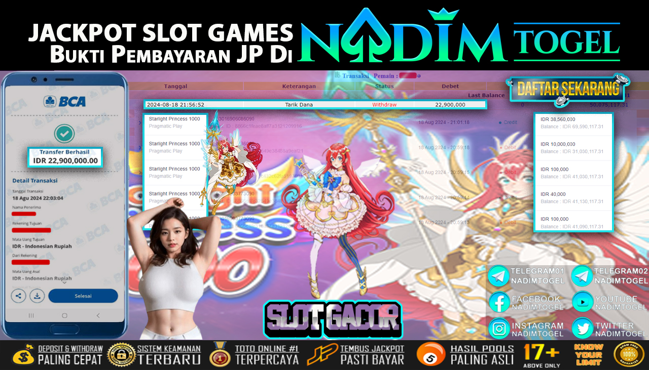 NADIMTOGEL JACKPOT  Starlight Princess 1000 Rp 22,900,000,- LUNAS
