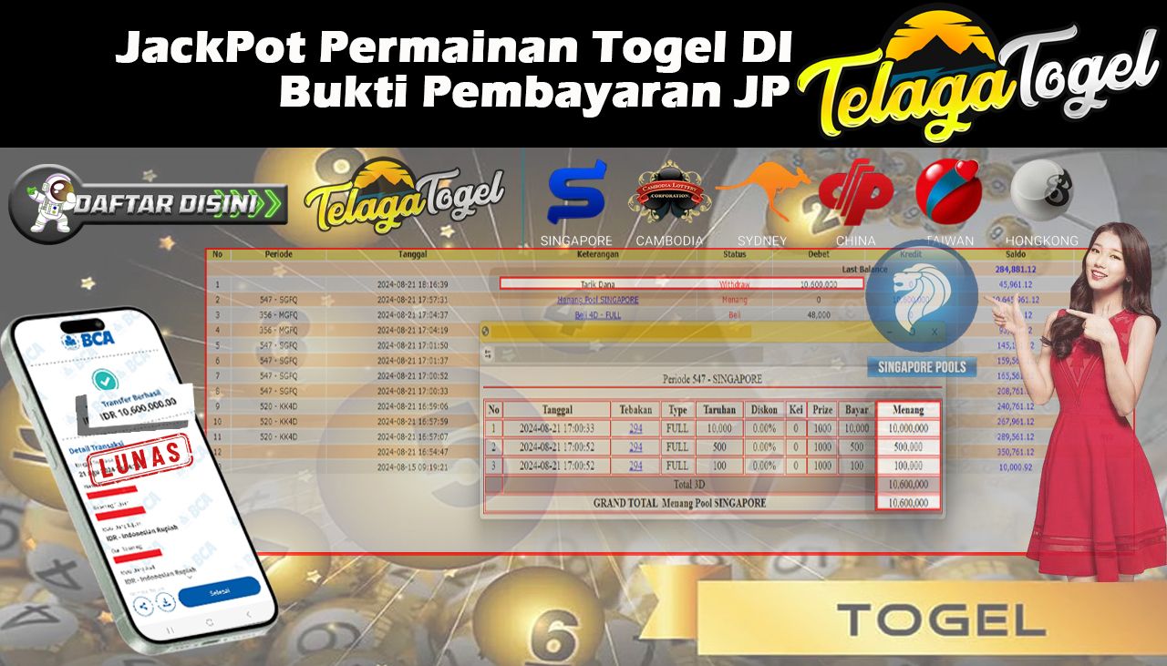 TELAGATOGEL JACKPOT TOGEL SINGAPORE POOLS Rp 10,600,000,- LUNAS
