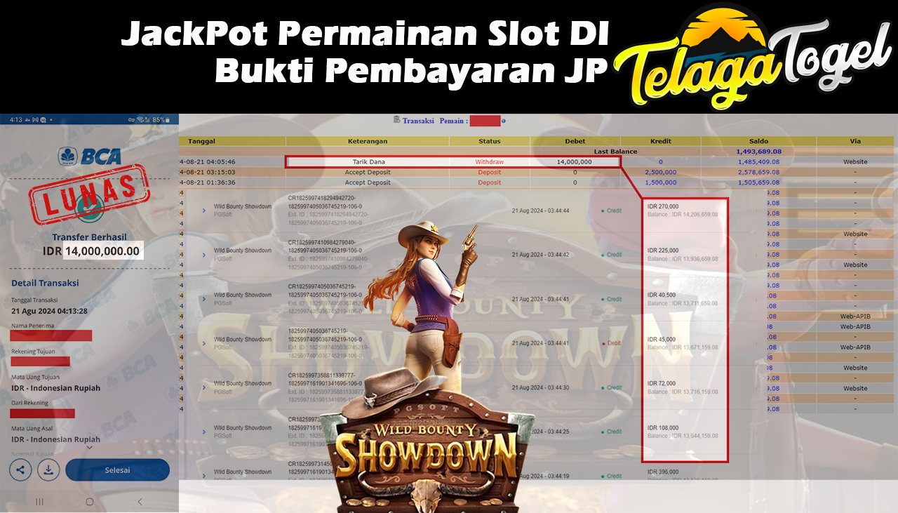 TELAGATOGEL JACKPOT SLOT Wild Bounty Showdown Rp,14,000,000,- LUNAS