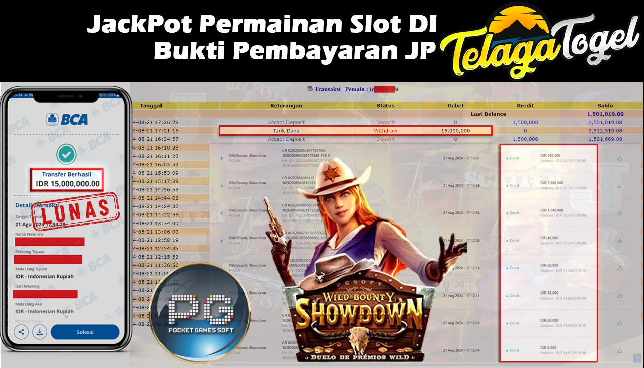 TELAGATOGEL JACKPOT SLOT Wild Bounty Showdown Rp,15,000,000,- LUNAS