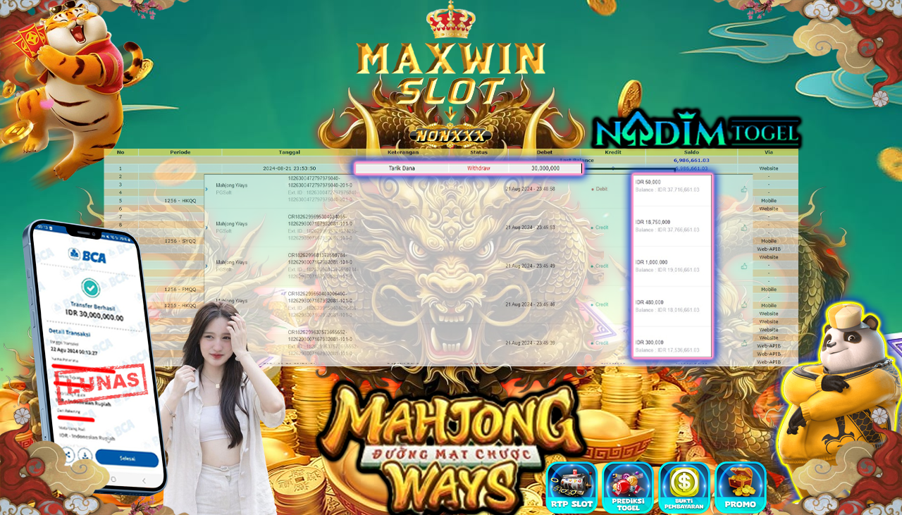 NADIMTOGEL JACKPOT SLOT MAHJONG WAYS Rp 30,000,000,- LUNAS