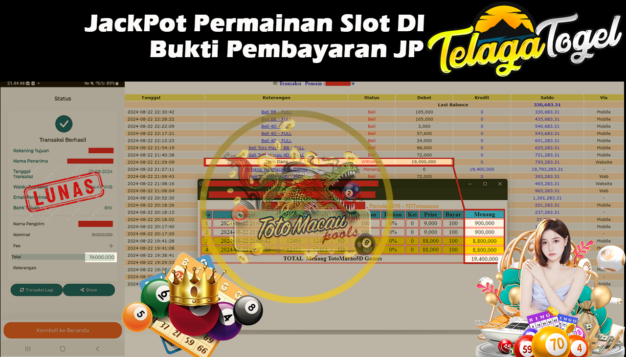TELAGATOGEL JACKPOT TOGEL TOTOMACAU 5D Rp 19,000,000,- LUNAS