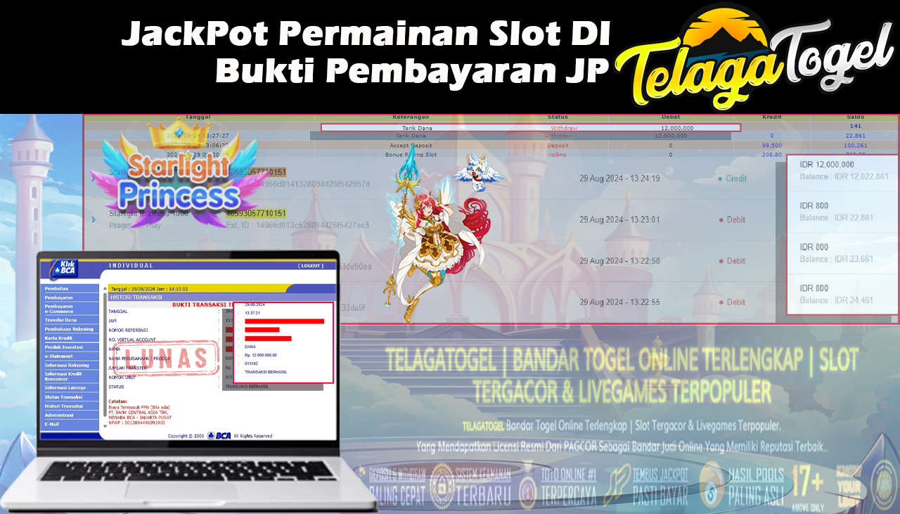 TELAGATOGEL JACKPOT SLOT Starlight Princess 1000 Rp,12,000,000,- LUNAS
