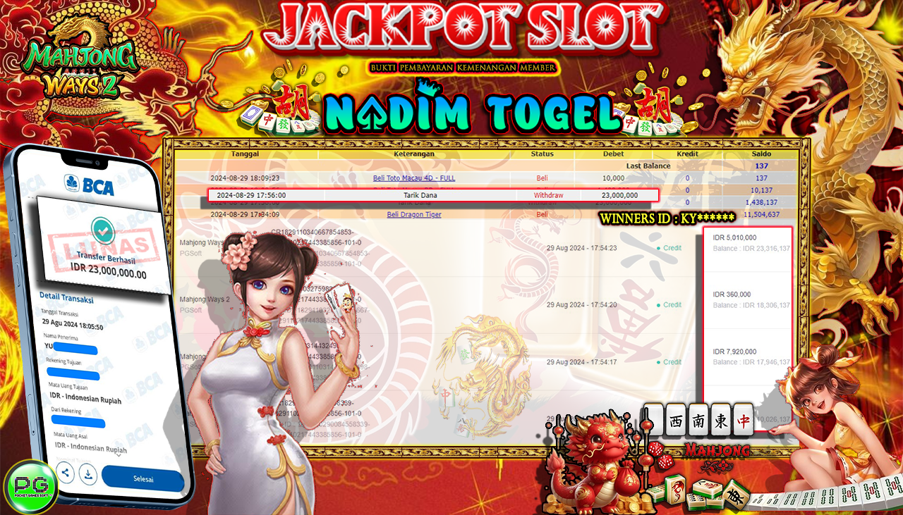 NADIMTOGEL JACKPOT SLOT MAHJONG WAYS 2 Rp 23,000,000,- LUNAS