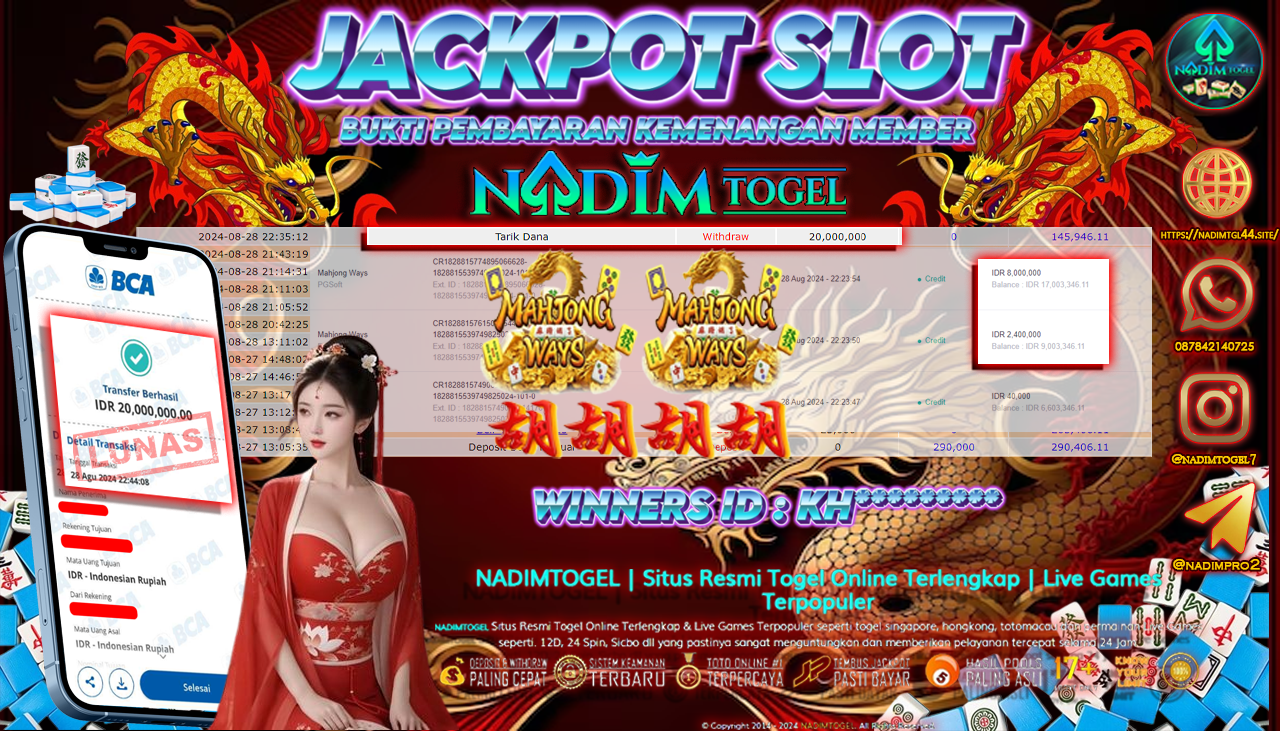 NADIMTOGEL JACKPOT SLOT Mahjong Ways Rp 20,000,000,- LUNAS