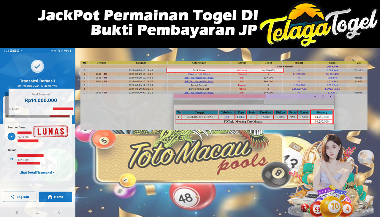 TELAGATOGEL JACKPOT TOGEL TOTOMACAU  Rp 14,000,000,- LUNAS