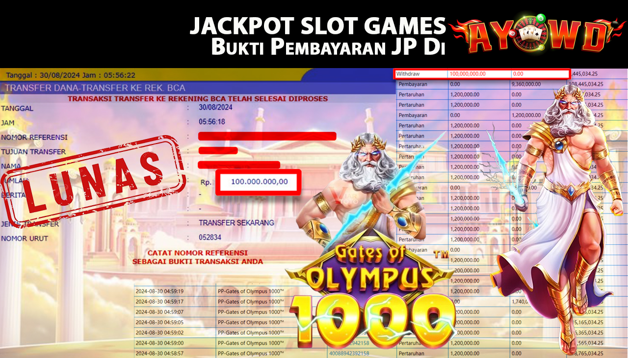 AYOWD JACKPOT SLOT GAME PP-Gates of Olympus 1000™ Rp 100,000,000 LUNAS