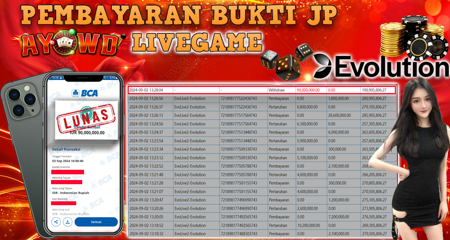 AYOWD JACKPOT LIVE GAME EvoLive2-Evolution Rp 90,000,000 LUNAS