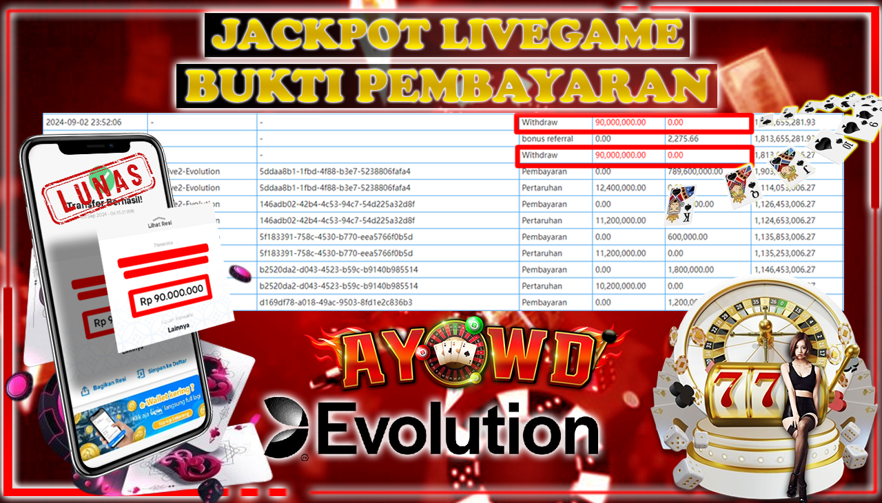 AYOWD JACKPOT LIVE GAME EvoLive2-Evolution Rp 90,000,000 LUNAS