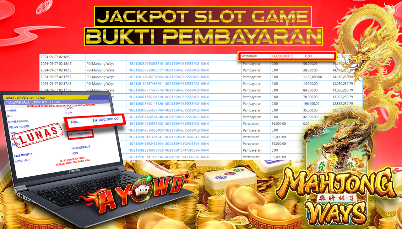 AYOWD JACKPOT SLOT GAME PG-Mahjong Ways Rp 14,000,000 LUNAS