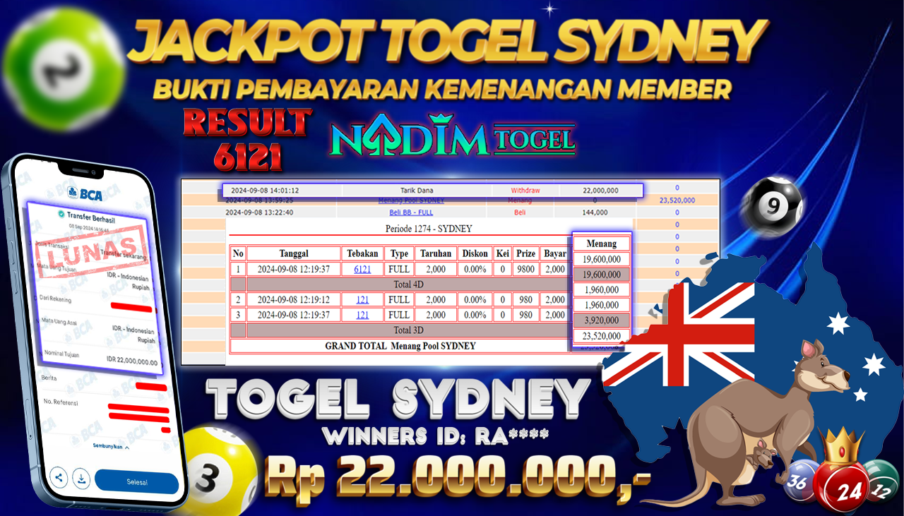 NADIMTOGEL JACKPOT TOGEL SYDNEY Rp 22.000.000,- LUNAS