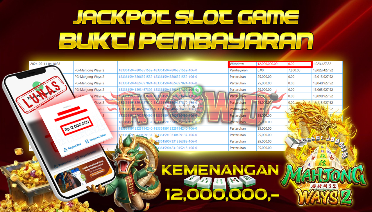 AYOWD JACKPOT SLOT GAME PG-Mahjong Ways 2 Rp 12,000,000 LUNAS