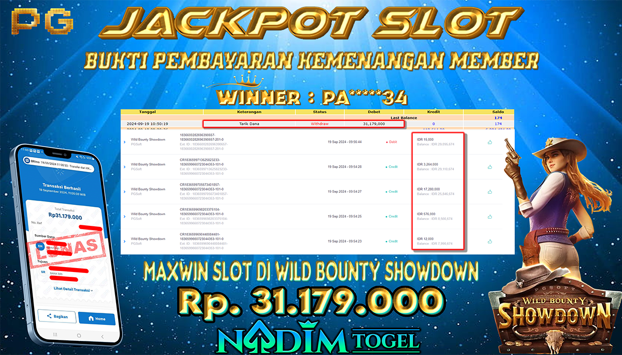 NADIMTOGEL JACKPOT SLOT WILD BOUNTY SHOWDOWN Rp.31.179.000,- LUNAS
