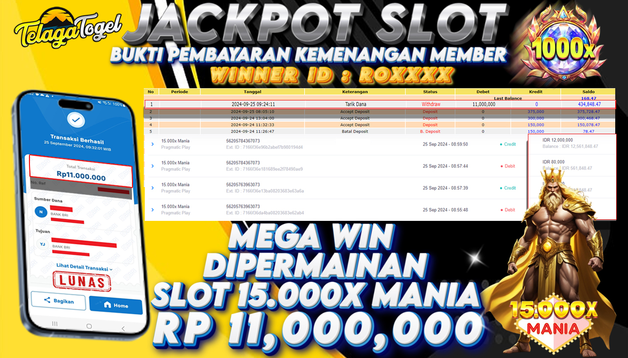 TELAGATOGEL JACKPOT SLOT 15.000X MANIA Rp 11.00.000,- LUNAS