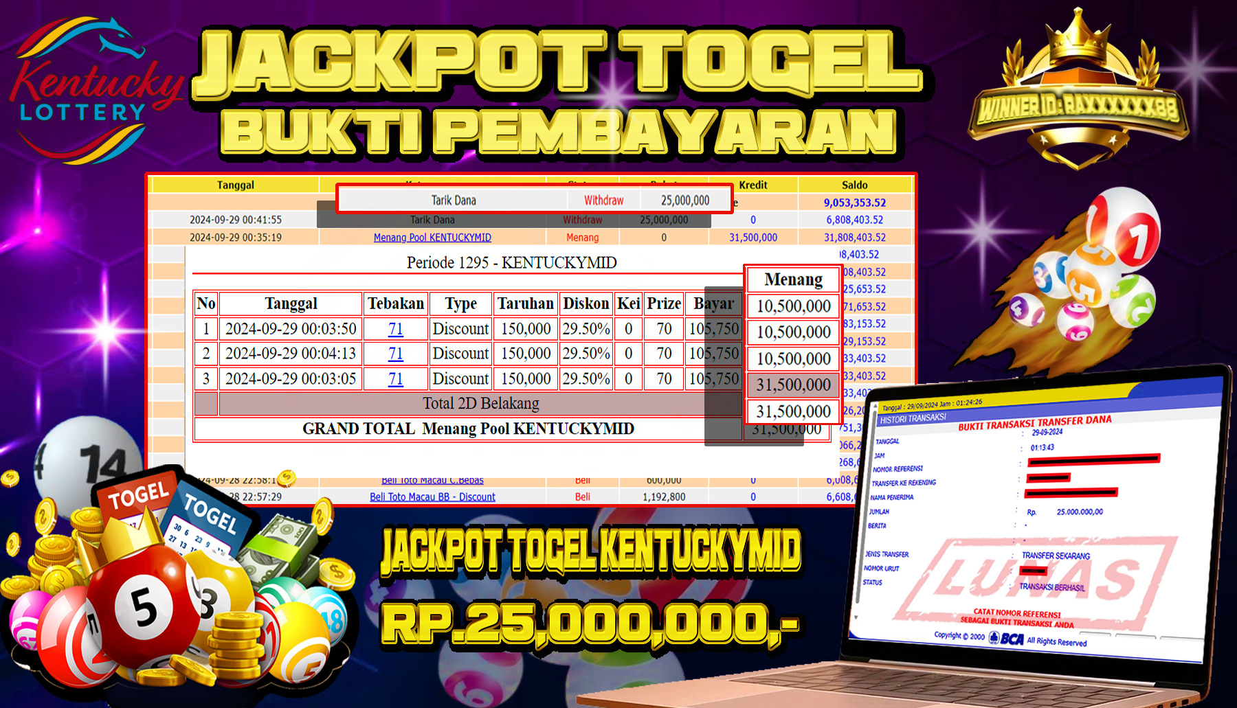 NADIMTOGEL JACKPOT TOGEL KENTUCKYMID Rp 25.000.000,- LUNAS