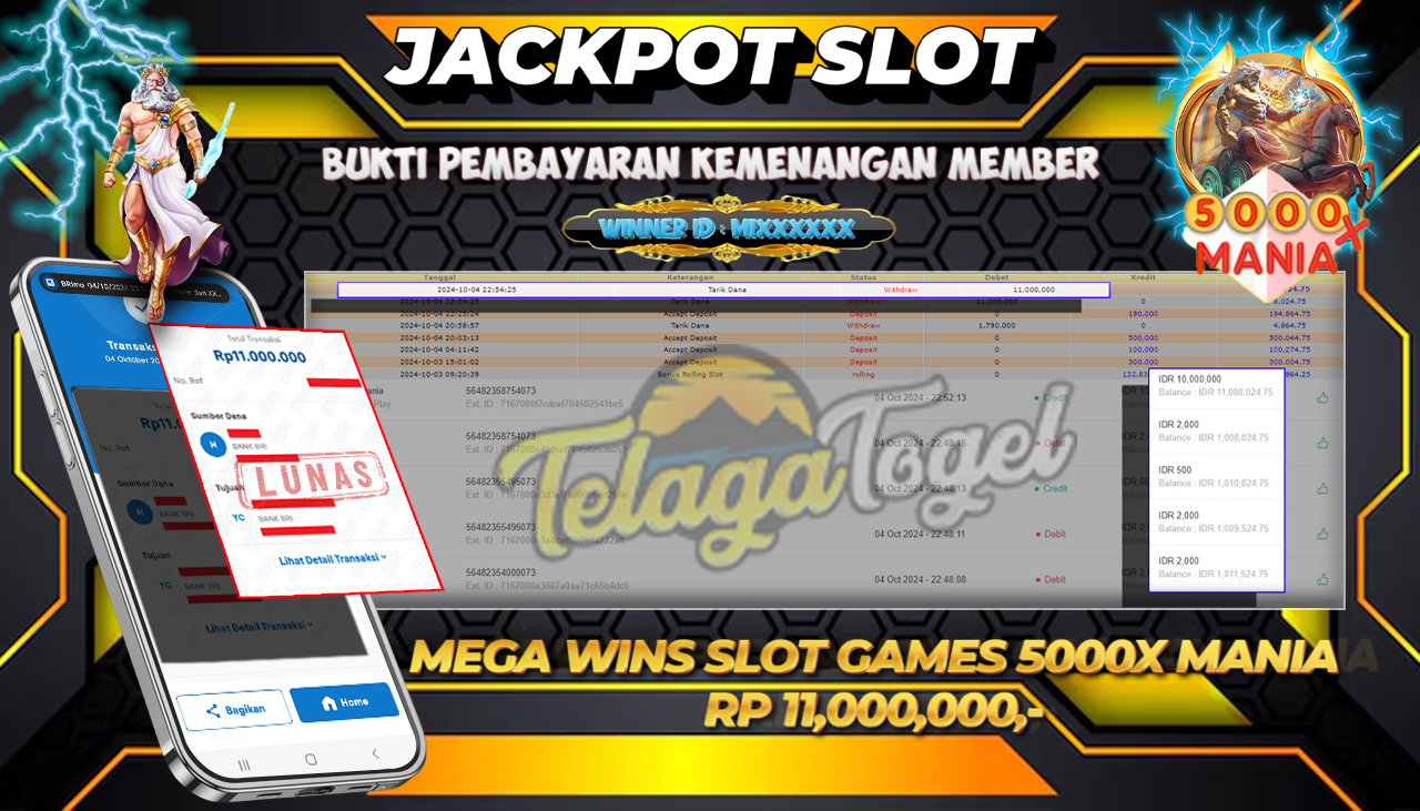 TELAGATOGEL JACKPOT SLOT 5000X MANIA Rp 11,000,000,- LUNAS