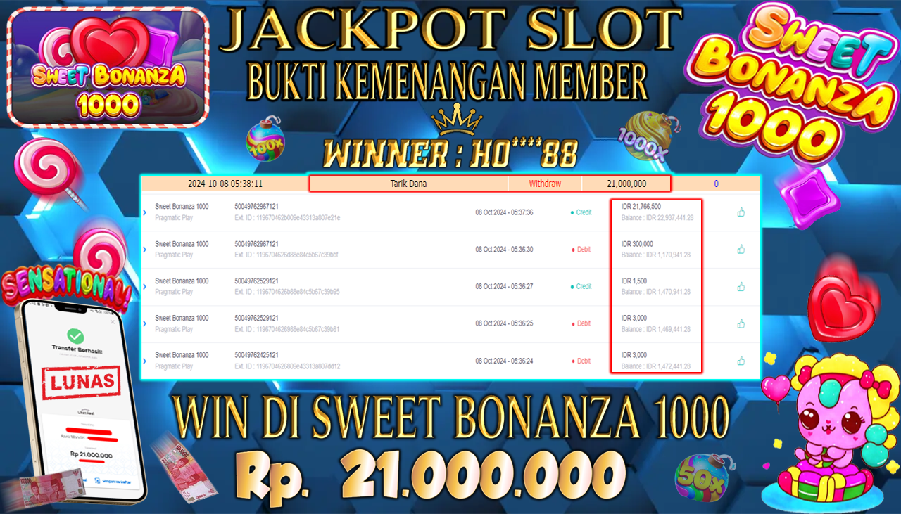 NADIMTOGEL JACKPOT SLOT SWEET BONANZA 1000 Rp 21,000,000,- LUNAS