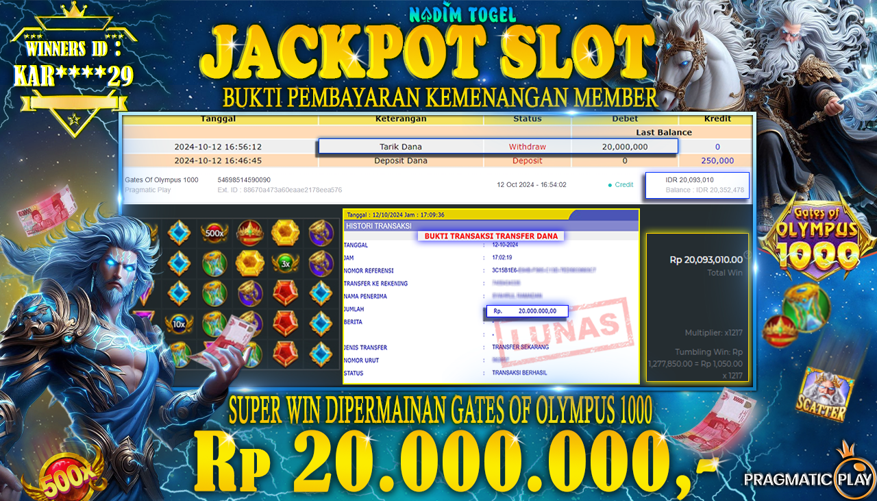NADIMTOGEL JACKPOT SLOT GATES OF OLYMPUS 1000 Rp 20.000.000,- LUNAS