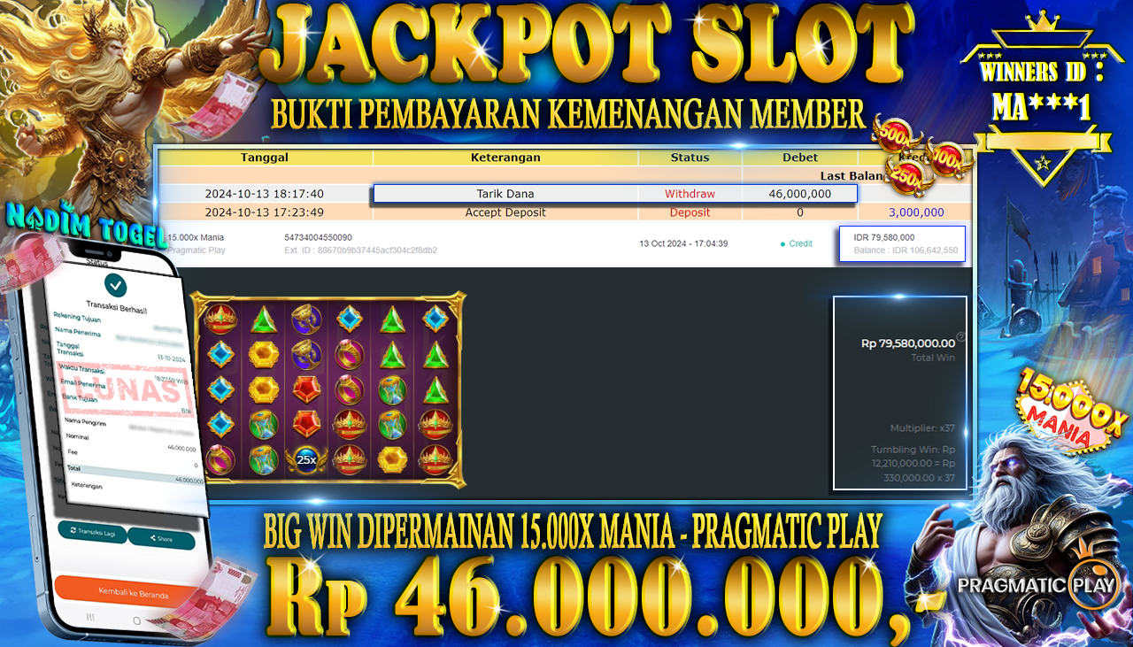 NADIMTOGEL JACKPOT SLOT 15.000X MANIA Rp 46.000.000,- LUNAS