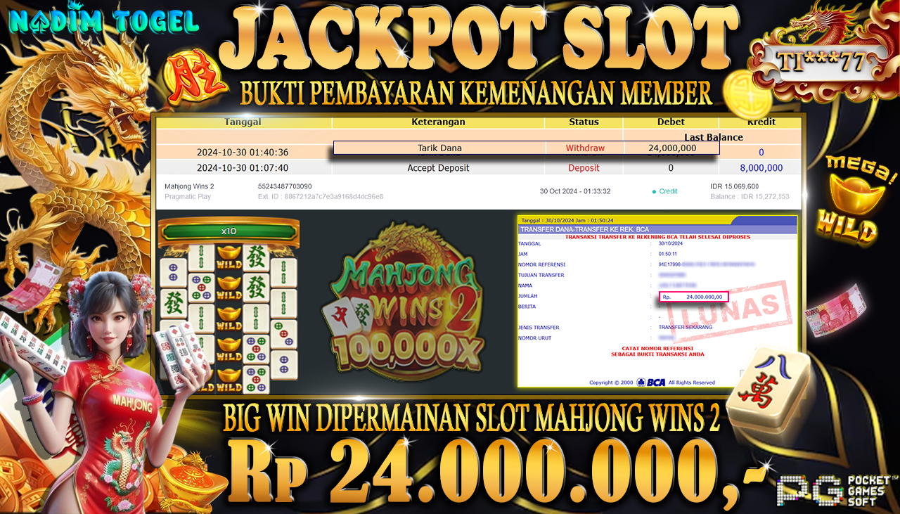NADIMTOGEL JACKPOT SLOT MAHJONG WINS 2 Rp 24,000,000,- LUNAS