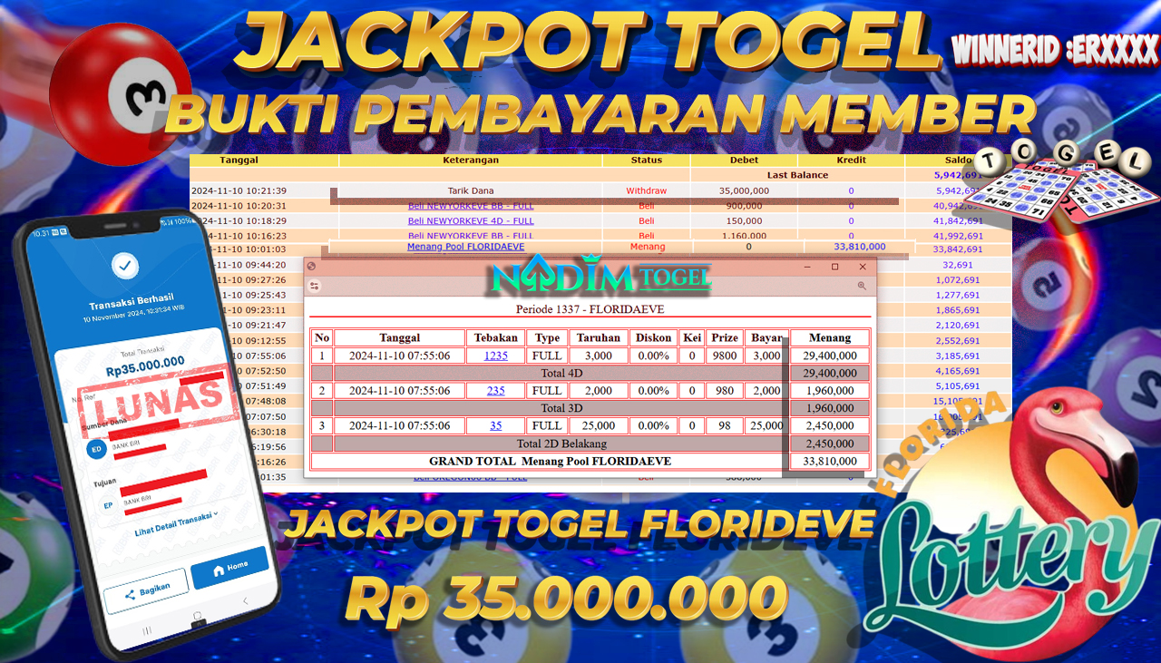 NADIMTOGEL JACKPOT TOGEL FLORIDAEVE Rp 35.000.000,- LUNAS