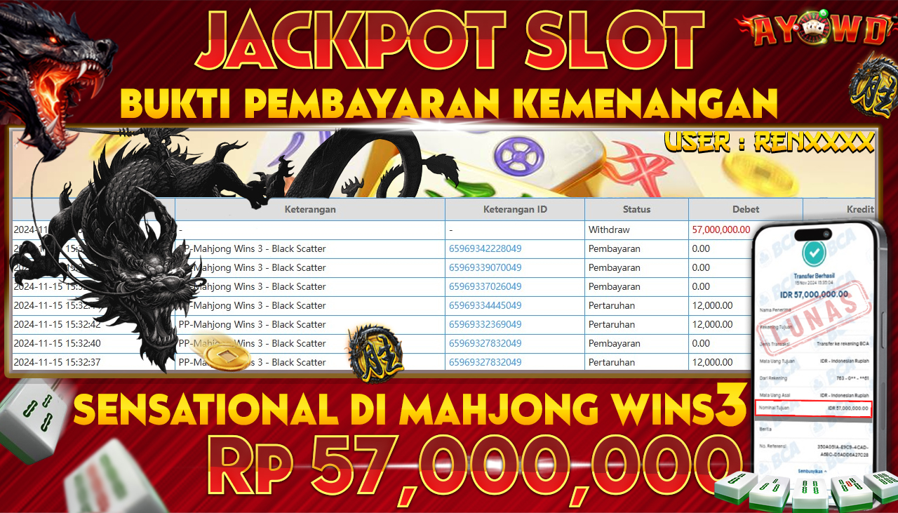 AYOWD JACKPOT SLOT Rp 57,000,000 LUNAS