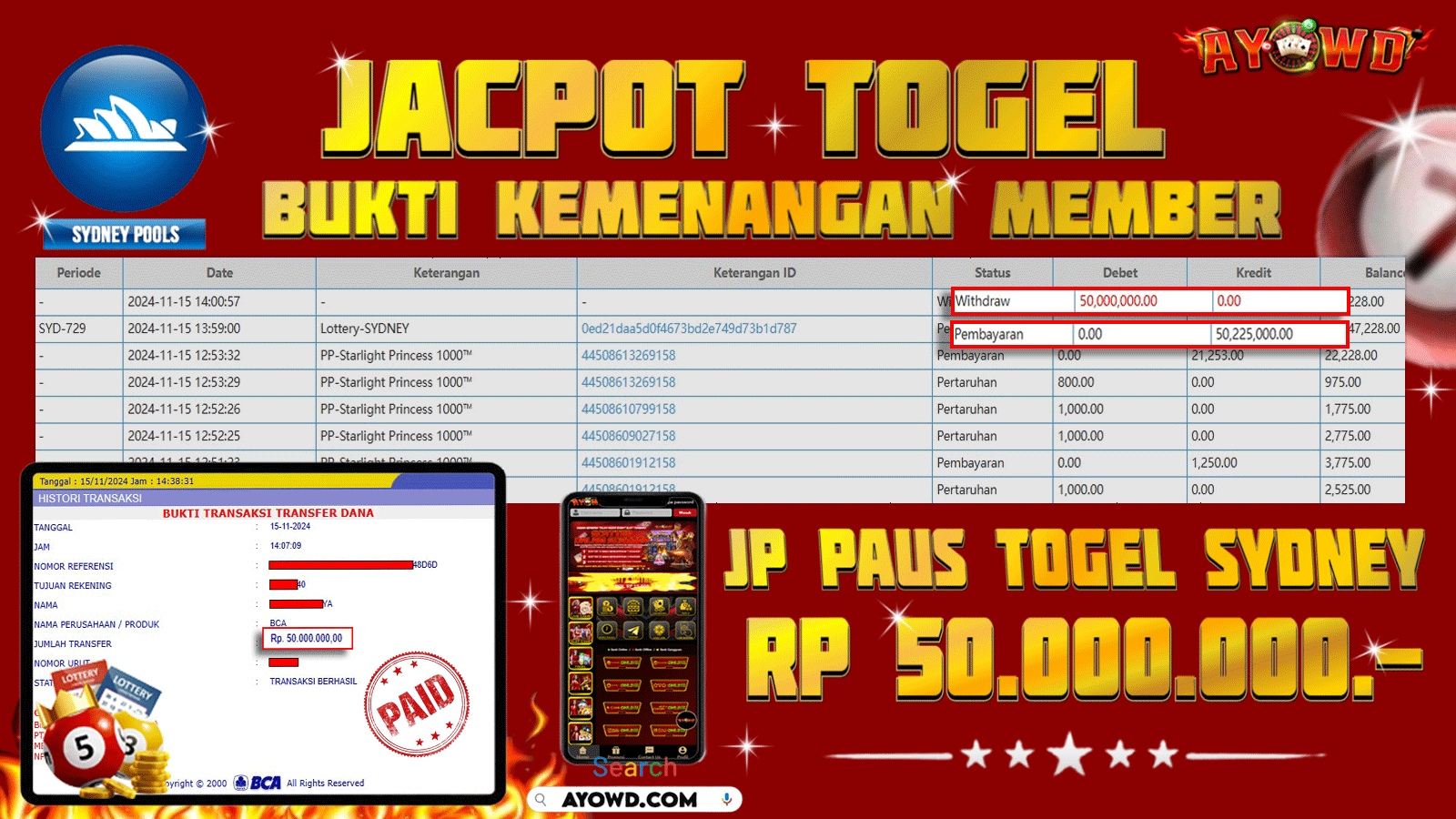 AYOWD JACKPOT TOGEL Rp 50,000,000 LUNAS