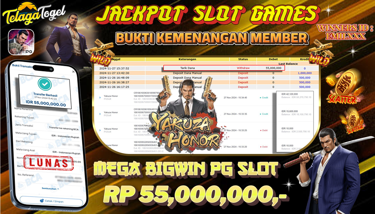 TELAGATOGEL JACKPOT SLOT YAKUZA HONOR Rp 55,000,000,- LUNAS
