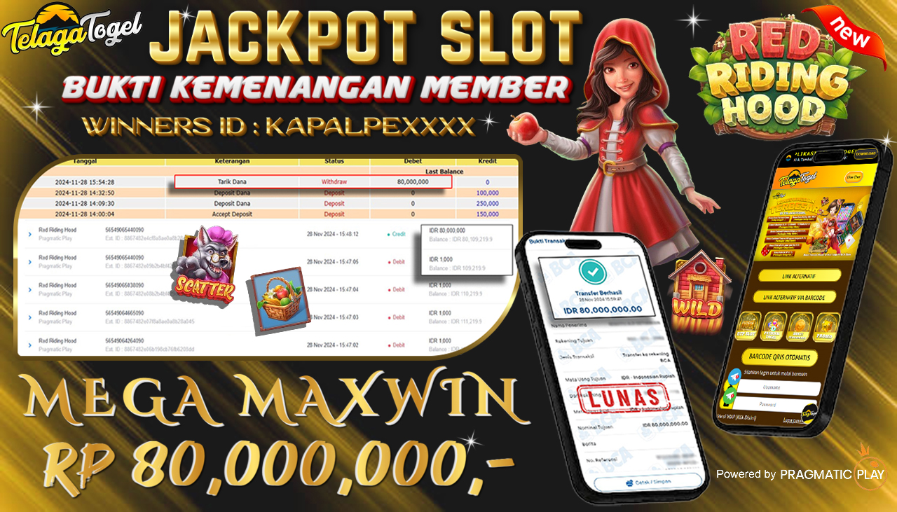 TELAGATOGEL JACKPOT SLOT RED RIDING HOOD Rp 80,000,000,- LUNAS