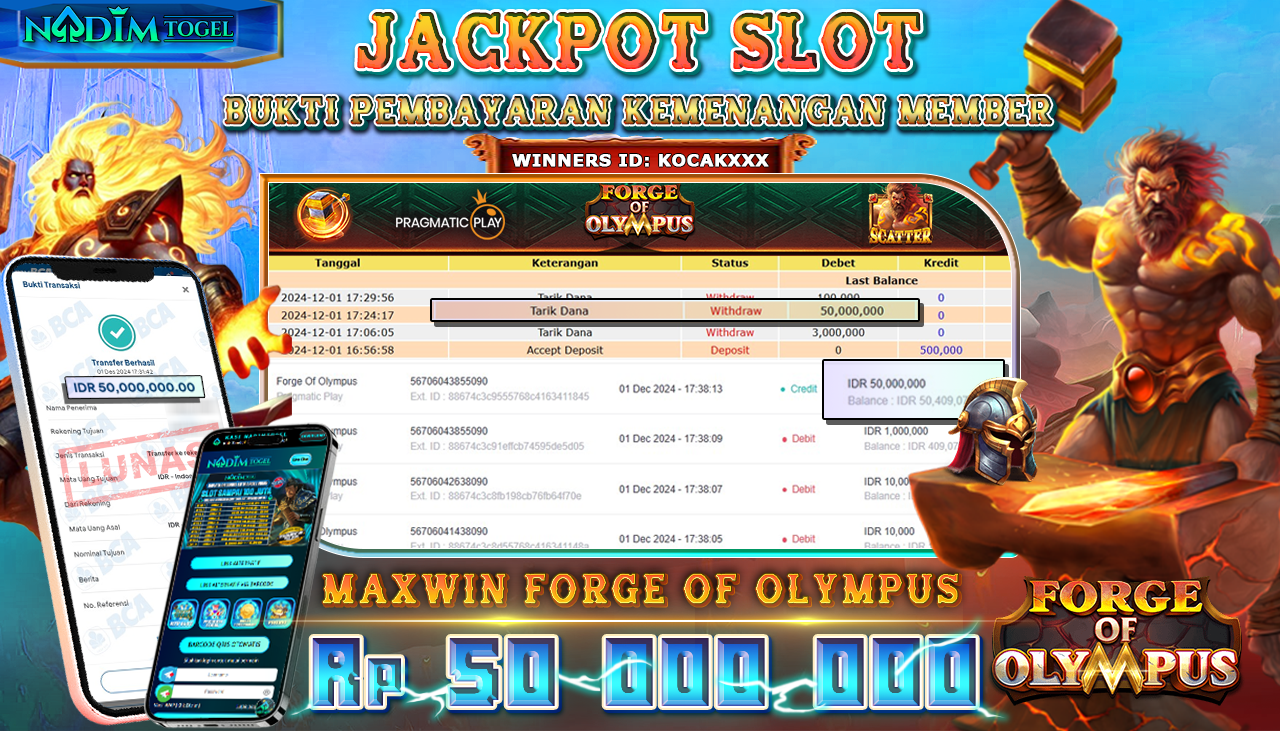 NADIMTOGEL JACKPOT SLOT FORGE OF OLYMPUS Rp 50,000,000,- LUNAS
