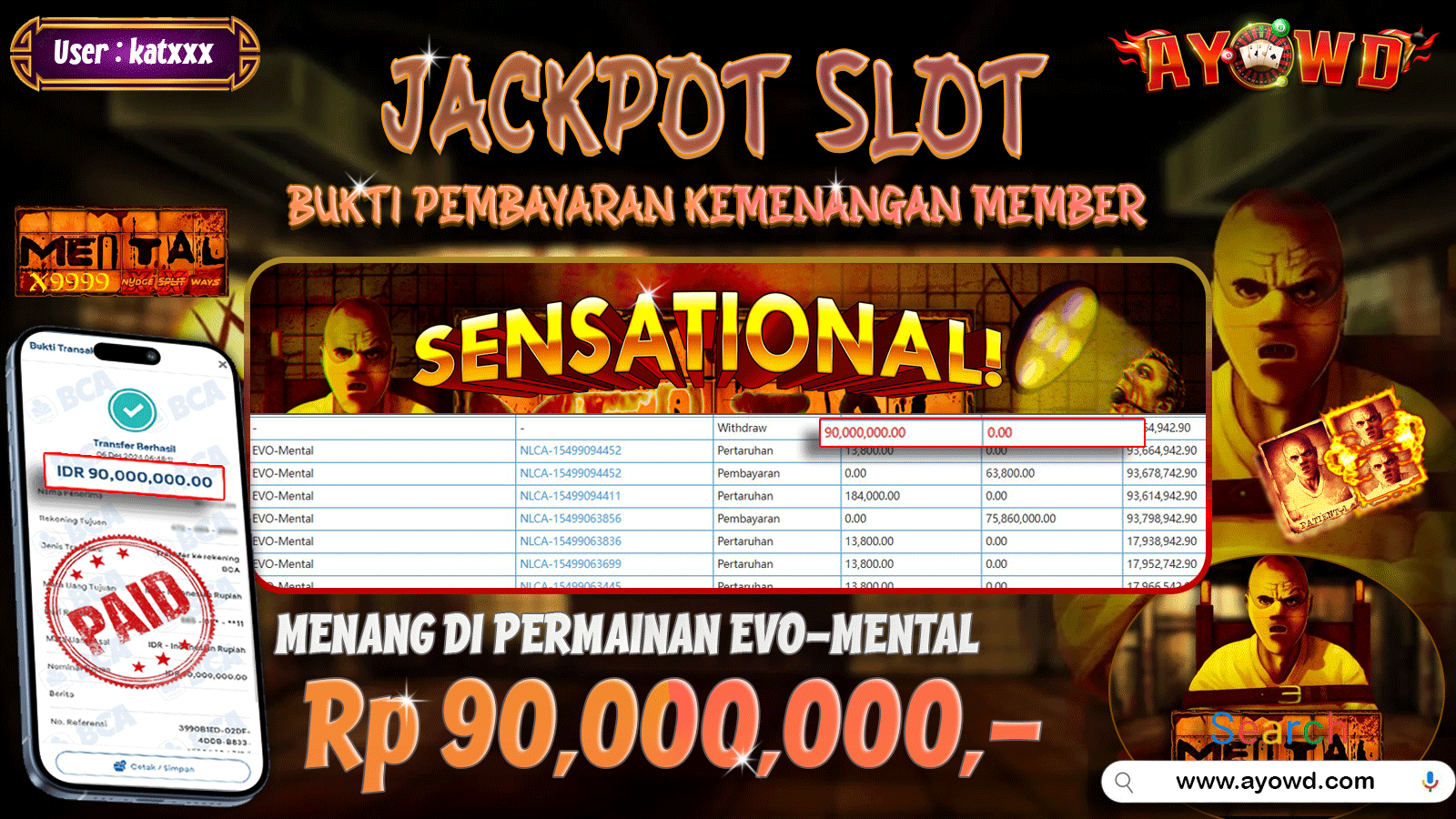 AYOWD JACKPOT SLOT EVO-MENTAL 90,000,000 LUNAS